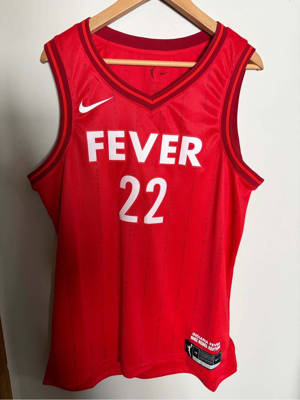Nike Caitlin Clark Indiana Fever Rebel Edition Jersey Unisex Size Large Size 48
